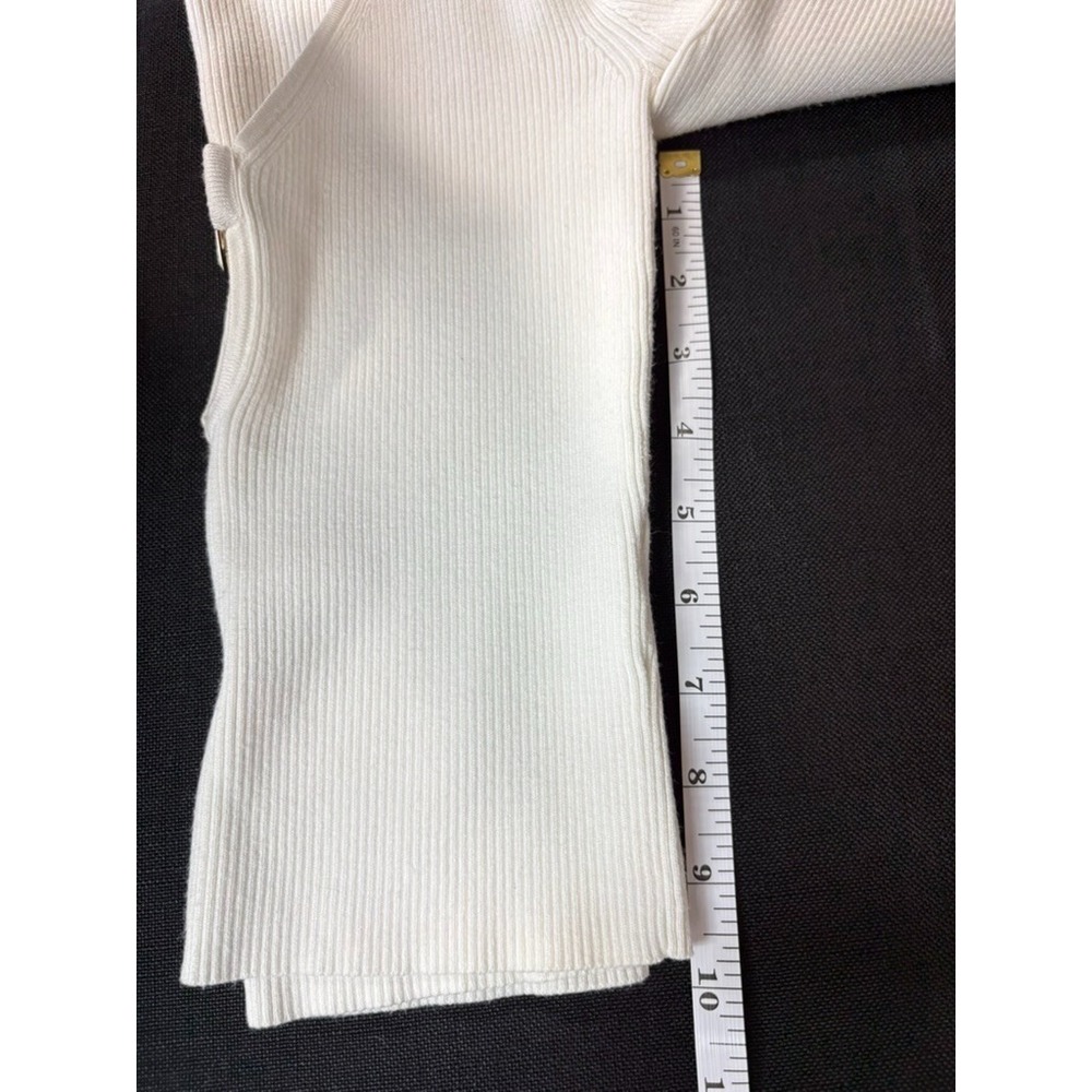Intermix Cream Ribbed Ring‎ Detail Crop Top Sweater Womens Size S Y2K Style - Picture 9 of 9